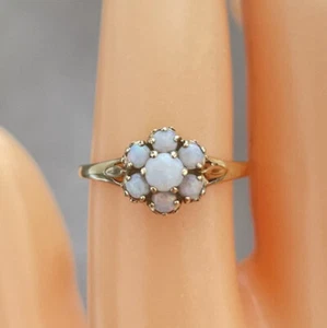 9ct Yellow Gold 0.6ct Opal Cluster Ring, UK Size Q, EU Size 57 - Picture 1 of 5