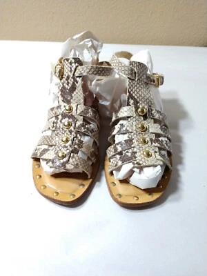 Sandalia de gladiador con estampado animal Kate Spade talla plana 6,5 tiras punta abierta tacón Foto 1 de 4