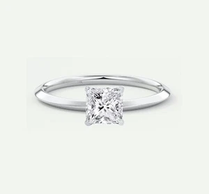 2/3 Ct Princess E/VVS Lab Created Grown Diamond Engagement Ring 14K White Gold - Picture 1 of 1