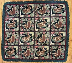 Manta tapiz liebre conejos tiro borlas jaquard raras decoración 54" x 50" - Imagen 1 de 21