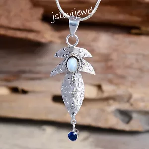Colgante estilo ángel de plata esterlina 925 piedra lunar arco iris y piedras preciosas tanzanita - Imagen 1 de 6