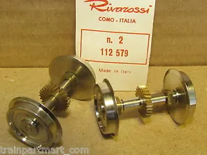 O SCALE 2 GEARED FM DIESEL WHEEL SETS CHROMED WHEELS BRASS GEAR AHM/RIVAROSSI - Picture 1 of 3