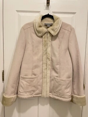 Chaqueta para mujer Ann Taylor grande beige tostado abrigo de gamuza Foto 1 de 4