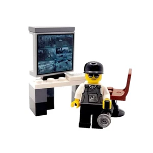 LEGO Security Guard Gift Night Watchman Male Minifigure CCTV Room Fathers Day - Picture 1 of 6