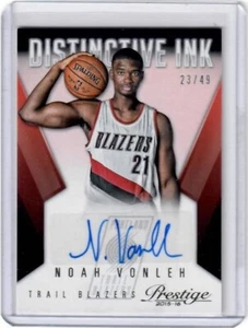 2015-16 Prestige Noah Vonleh Distinctive Ink Auto Card /49 Trail Blazers - Picture 1 of 2