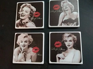 MARILYN MONROE JUEGO DE 4 MONTAÑAS RUSAS CUADRADAS DE CERÁMICA CASA BAR - Imagen 1 de 3