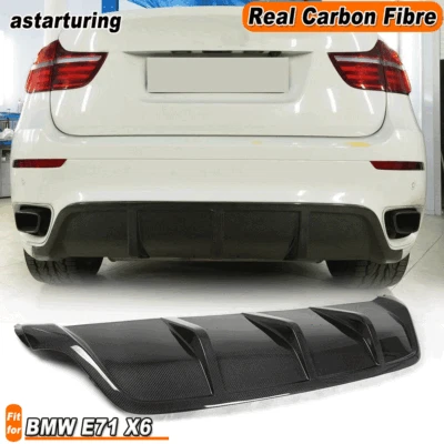 Difusor de alerón de parachoques trasero de fibra de carbono para BMW X6 E71 xDrive 35i 50i 2008-14  Foto 1 de 4