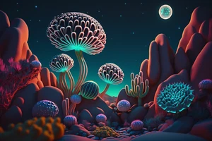 Cactus DMT UV tapestry, Blacklight Reactive, Psychedelic Tapestry, Trippy Art - Picture 1 of 4