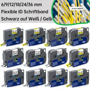 Flexi Kabel Schriftband kompatibel zu Brother P-touch TZe-FX231 Weiß Gelb 6-36mm - Bild 1 von 11