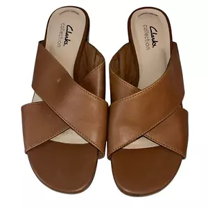Clarks Collection Mules Cruzado Cuero Bloque Tacón Deslizables Marrón Talla - Imagen 1 de 6