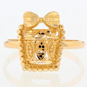 Unique 21K Yellow Gold Birthday Present / Christmas Present Ribbon Ring - Picture 1 of 4