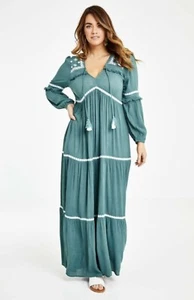 BOHO BIRD Green Layers Of Love Maxi Dress Size 20 BNWT - Picture 1 of 10