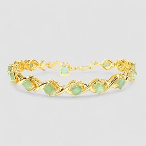 PULSERA COLOMBIANA ESMERALDA CHAPADA EN ORO BLANCO PLATA DE LEY 925 JOYERÍA FINA - Imagen 1 de 10