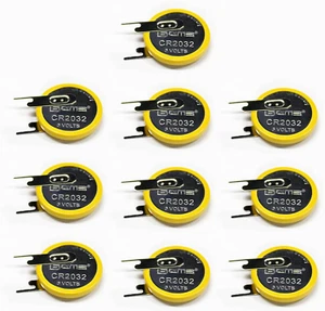 10X EEMB Battery with Solder Tabs Non-Rechargeable Tabbed 3V CR2032 Lithium Batt - Picture 1 of 12