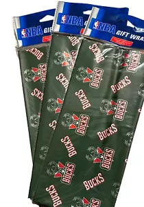 Lotto 3 fogli NBA Milwaukee Bucks carta regalo Natale 9 fogli 30"x20" compleanno papà - Foto 1 di 1