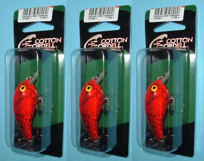 3x - Cotton Cordell Big O - Red Craw - Crankbait Lure 1/3 oz Crawdad NOC    G2 - Image 1 of 4