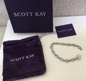 SCOTT KAY Sterling Silver Amethyst Bolo Link 7" Bracelet - Picture 1 of 4