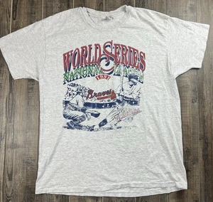 Vintage Atlanta Braves T Shirt World Series Men’s Size XL 1991 USED Made In USA - Picture 1 of 8