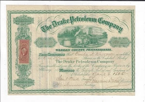 PENNSYLVANIA 1865 The Drake Petroleum Company Stock Certificate Warren County - Picture 1 of 2