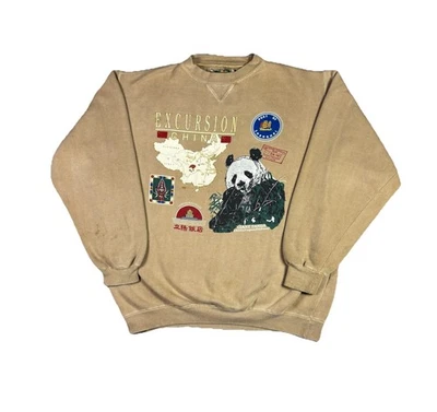 Sudadera vintage Excursion China cuello redondo holgada arte de gran tamaño talla grande años 90 Foto 1 de 4