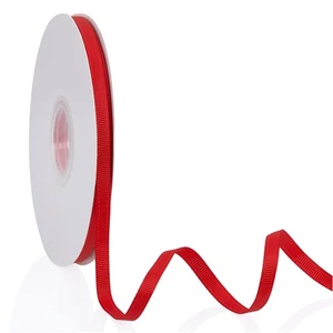 Red Solid Double Faced Grosgrain Ribbon 1/4 Inch x 50 Yards for Gifts - Picture 1 of 7