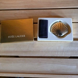 ESTEE Lauder GOLDEN SHELL Compact & Pouch Orig Box Powder Not For Use Vintage LESEN - Bild 1 von 15