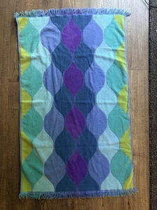 Vintage Seven Seas Badetuch blau grün lila Kanone Royal Family USA LESEN - Bild 1 von 11