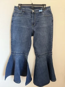 Ashley Stewart Damenjeans Trumpet Schlag Größe 16 dunkelblau Denim Western Boho - Bild 1 von 8