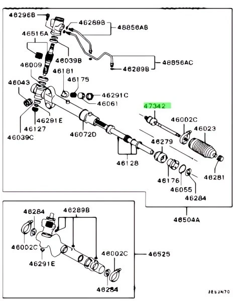Mitsubishi Genuine Colt Lancer CP9A Steering Rack End MR455058 OEM - Image 1 of 1