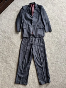 Moda Italia Boys Suit Sz 14 Gray Pinstripe 2-Piece 26X25 Pants Henry Uomo Lined - Picture 1 of 11