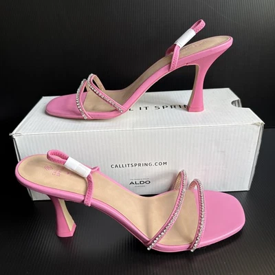NIB Call It Spring Pink Shiny Synthetic Rherillan Heels Shoes Women’s Size 10 - Image 1 of 4