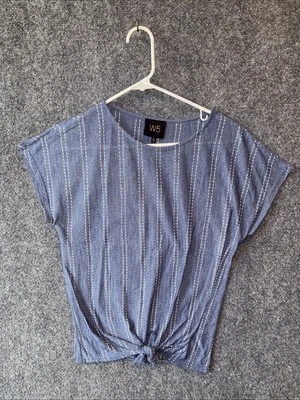 Top W5 Anthropologie Tejido Azul Rayas Torcido Frontal Corto Sin Mangas Pequeño EE. UU. Foto 1 de 4