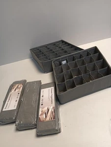 8 Stück Aufbewahrungsboxen mit 24 Fächern | Faltbar & platzsparend | Farbe: Grau - Bild 1 von 4