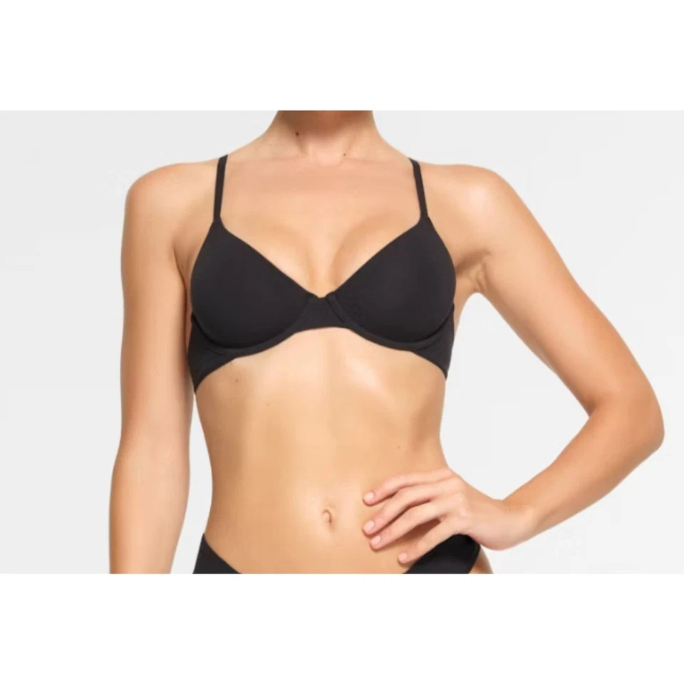 Skims Black Cotton Underwire Balconet Demi Bra 30C NWT - Image 1 of 4