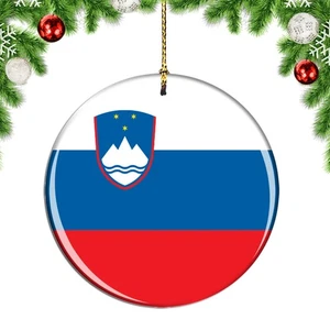 Slovenia Flag Round Christmas ornament city travel souvenir - Picture 1 of 3