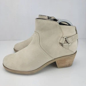 Teva Damen Größe 7 Beige Textil Reißverschluss Absatz Stiefeletten F80 - Bild 1 von 8