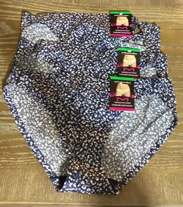 3 Pair Maidenform Underwear Panty Blue Large 7 Blue NWT Bikini Floral Smooth - Picture 1 of 3