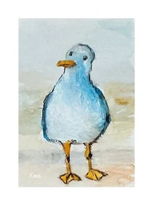 Aceo Art By Kenna Collector Card 2.5”” X 3.5” Seagull Painting Original - Picture 1 of 4