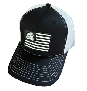 Semi Truck Black & White Big Rig 3D Rubber Patch Flag Snapback Mesh Cap/Hat - Picture 1 of 2