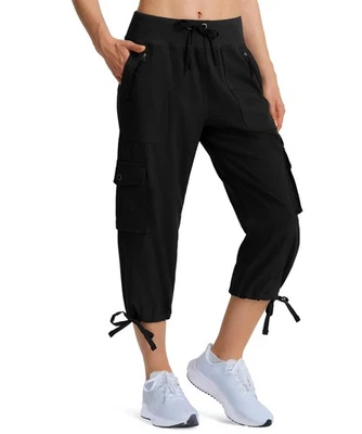 Mujeres Senderismo Capris Secado Rápido Ligero Damas Verano Carga Pantalones 8 Bolsillos Foto 1 de 4