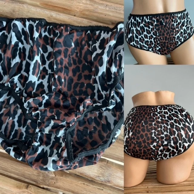 VINTAGE SILKY NYLON ANIMAL PRINT BIKINI PANTIES sz M - Image 1 of 1
