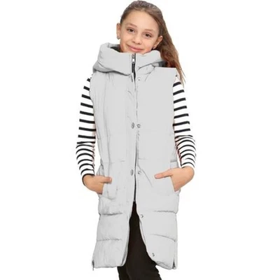 Gilet Bianco Oversized Lungo Per Ragazze - Immagine 1 di 3