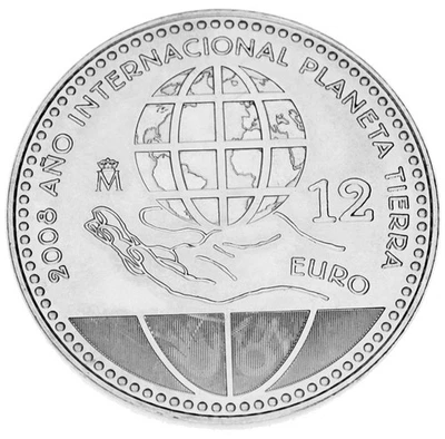 España 12 euros 2008 "Planeta Tierra" Plata UNC (KM # 1195) Foto 1 de 3