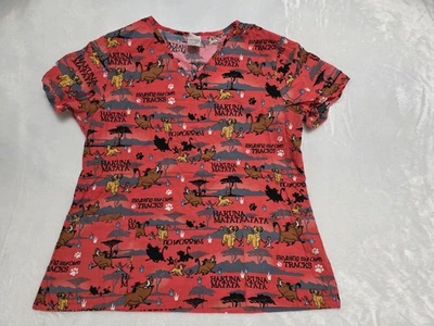 Disney The Lion King Hakuna Matata Scrubs Top Size L (2 Pockets) Pre-Owned - Image 1 of 4