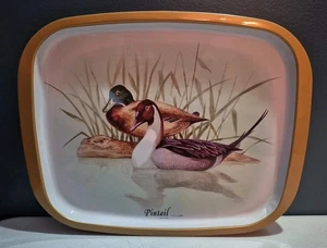 Pintail Duck Tray Vintage Large 15"x12" Tin Serving TV Tray Metal Made in Japan - Picture 1 of 12