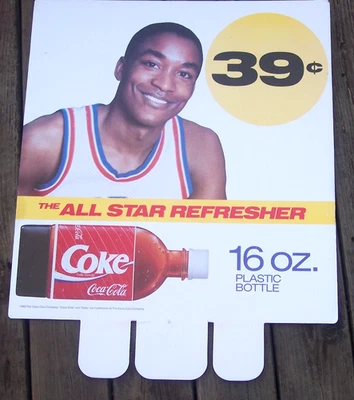 1988 Detroit Pistons - ISIAH THOMAS - Coca-Cola Cardboard Sign / 23" x 25" NICE - Image 1 of 4