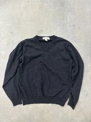 Pronto-Uomo Men's Sweater Extra Fine Merino Wool V-neck Size XL Dark Gray - Image 1 of 3