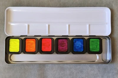 Finetec Premium Neon Colors Watercolor Pans - Set of 6  Made in Germany - Изображение 1 из 4