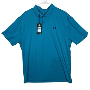 Under Armour Herren XL Türkis Poloshirt Loose Heatgear Performance Stretch Neu mit Etikett - Bild 1 von 6