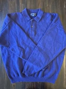 VTG Abercrombie & Fitch Lamb Wool Polo Sweater Men XL Royal Blue Preppy 90s Y2K - Picture 1 of 7